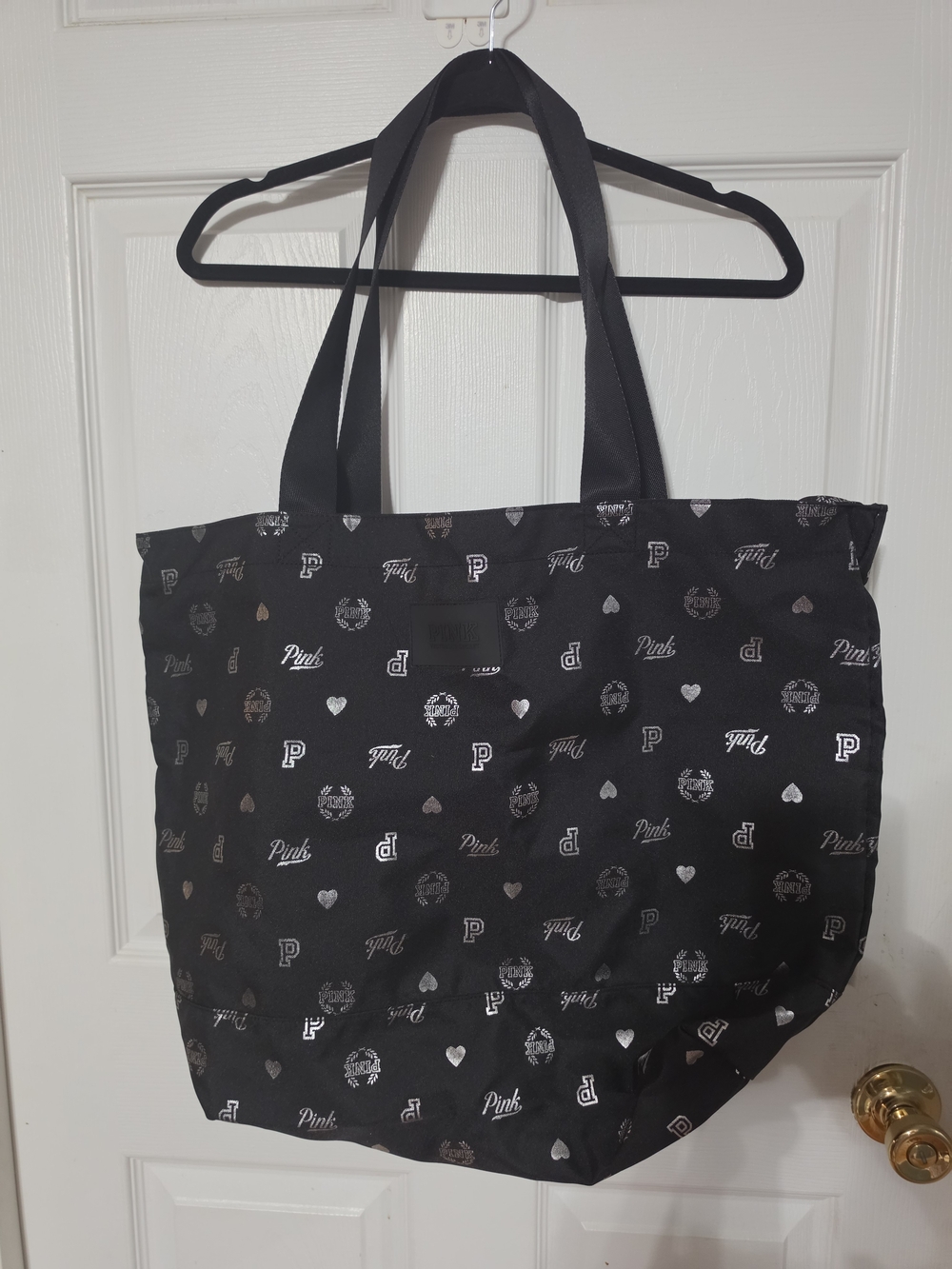 PINK Victoria's Secret Black Logo Tote Bag